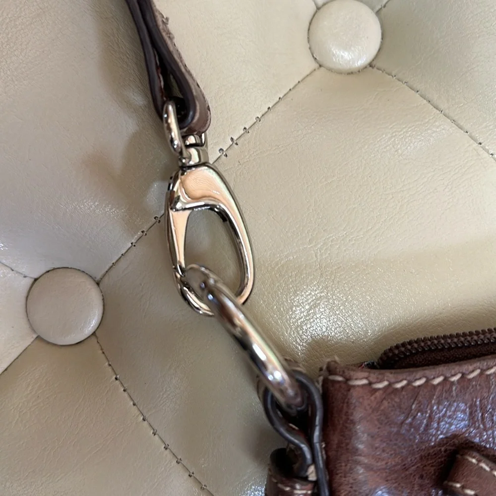 Genuine leather boho shoulder bag, adjustable strap